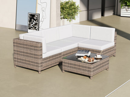 Milano Outdoor 5 PC Rattan Sofa Set Colour Oatmeal Seat & Black Coating (5 Boxes)-1889884908806082562