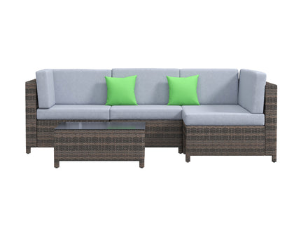 Milano Outdoor 5 PC Rattan Sofa Set Colour Oatmeal Seat & Black Coating (5 Boxes)-1889884908806082564