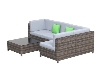 Milano Outdoor 5 PC Rattan Sofa Set Colour Oatmeal Seat & Black Coating (5 Boxes)-1889884908806082565