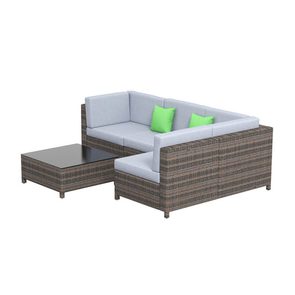 Milano Outdoor 5 PC Rattan Sofa Set Colour Oatmeal Seat & Black Coating (5 Boxes)-1951134907447250949