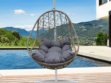 Arcadia Furniture Rocking Egg Chair - Oatmeal and Grey-1899951227630915584