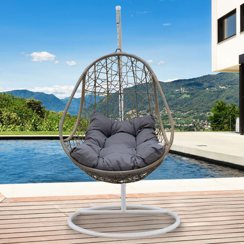 Arcadia Furniture Rocking Egg Chair - Oatmeal and Grey-1899951227630915584