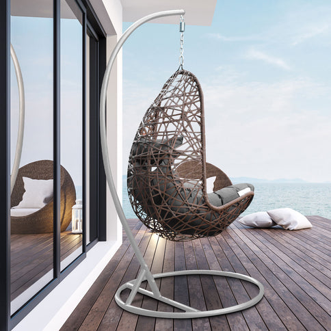 Arcadia Furniture Egg Chair - Oatmeal and Grey-1899951227786104833