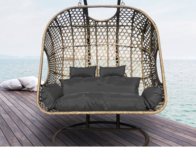 Arcadia Furniture 2 Seater Rocking Egg Chair - Oatmeal and Grey-1951134907258507265