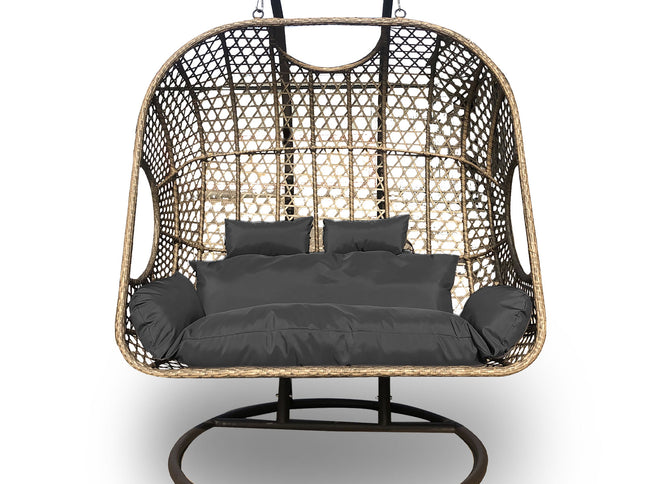 Arcadia Furniture 2 Seater Rocking Egg Chair - Oatmeal and Grey-1951134907258507266