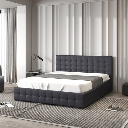 Milano Decor Eden Gas Lift Bed - Dark Grey - King Single-1951134897431252993