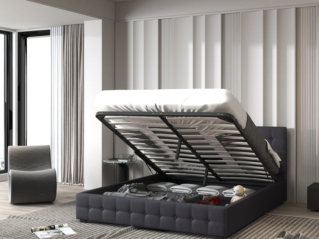 Milano Decor Eden Gas Lift Bed - Dark Grey - King Single-1951134897431252994
