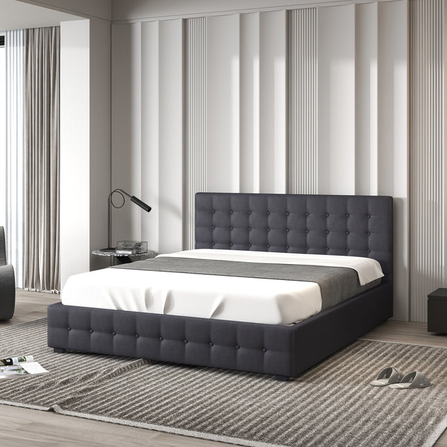 Milano Decor Eden Gas Lift Bed - Dark Grey - Queen-1951134897842294785