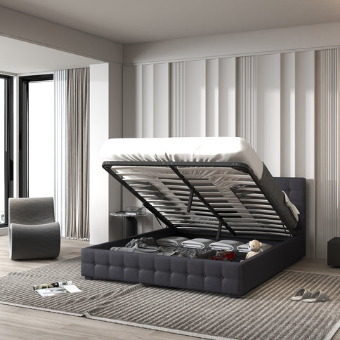 Milano Decor Eden Gas Lift Bed - Dark Grey - Queen-1917365878706540546