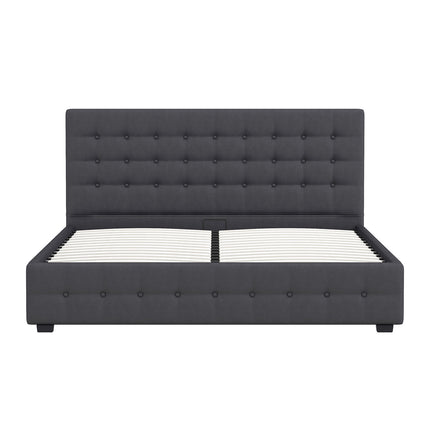 Milano Decor Eden Gas Lift Bed - Dark Grey - Queen-1951134897842294790