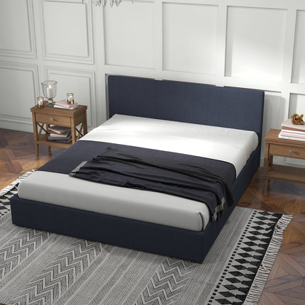 Milano Luxury Gas Lift Bed with Headboard (Model 1) - Charcoal No.35 - Queen-1951134898458857478