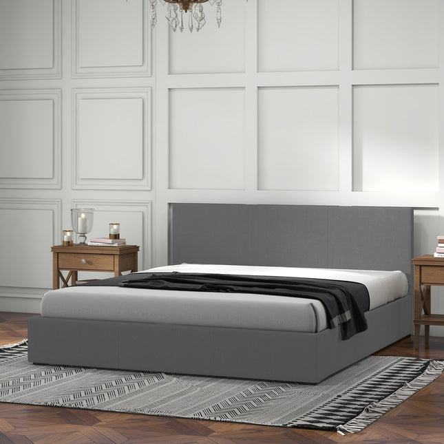 Milano Luxury Gas Lift Bed with Headboard (Model 1) - Grey No.28 - Single-1951134898710515713