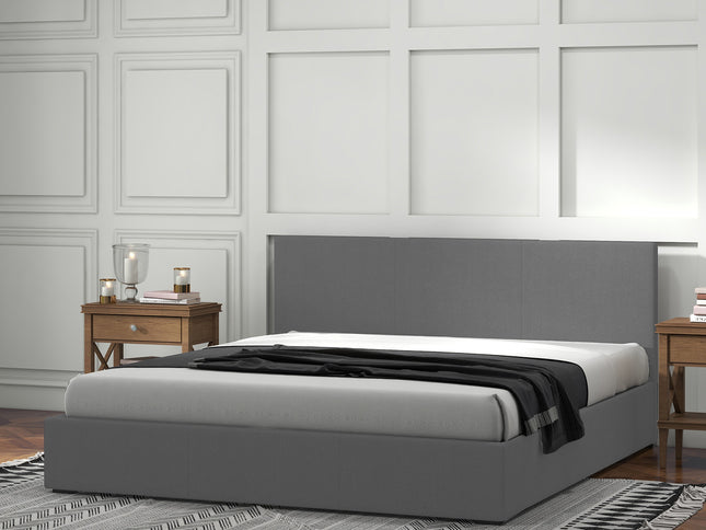 Milano Luxury Gas Lift Bed with Headboard (Model 1) - Grey No.28 - King-1951134898937008129