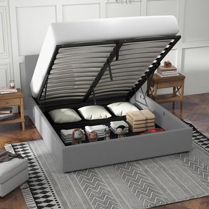 Milano Luxury Gas Lift Bed with Headboard (Model 1) - Grey No.28 - King-1951134898937008130