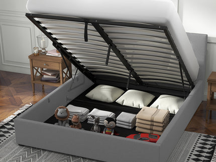 Milano Luxury Gas Lift Bed with Headboard (Model 1) - Grey No.28 - King-1917365879453126659