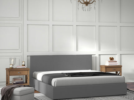 Milano Luxury Gas Lift Bed with Headboard (Model 1) - Grey No.28 - King-1917365879453126663