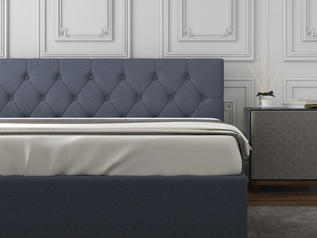 Milano Capri Luxury Gas Lift Bed With Headboard (Model 3) - Charcoal No.35 - Single-1951134900430180354