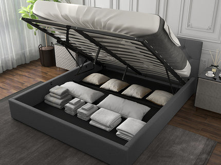 Milano Capri Luxury Gas Lift Bed With Headboard (Model 3) - Grey No.28 - King Single-1917365880120020999