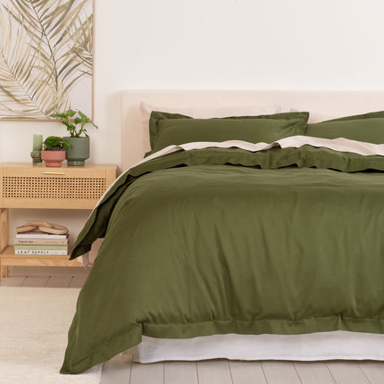 Royal Comfort - Balmain 1000TC Bamboo cotton Quilt Cover Sets (Queen) - Olive-1951134829466750976