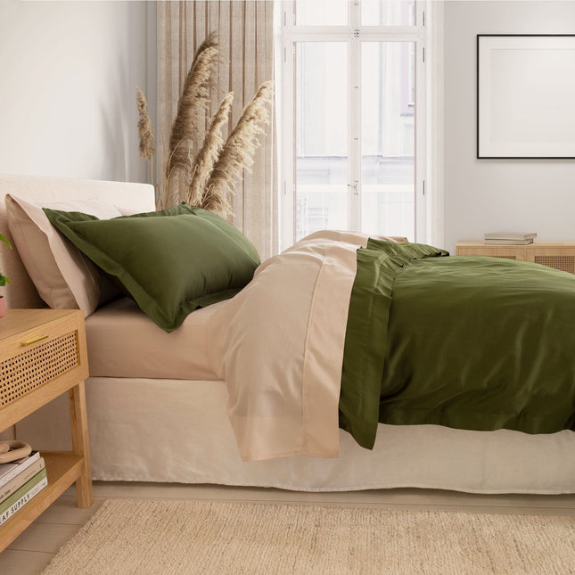 Royal Comfort - Balmain 1000TC Bamboo cotton Quilt Cover Sets (Queen) - Olive-1951134829466750978