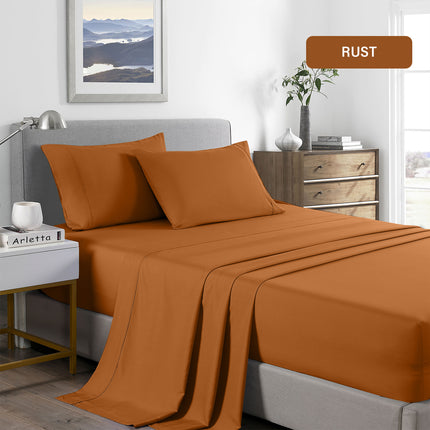 Royal Comfort Bamboo Cooling 2000TC Sheet Set Queen - Rust-1951134879488020484