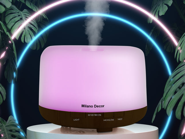 Milano Decor 500ml Aroma Mood Light Diffuser - Dark Wood-1951134807299854337