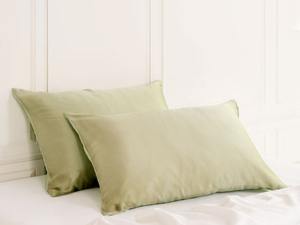 SILK PILLOW CASE TWIN PACK - SIZE: 51X76CM - Sage-1911653837278679040
