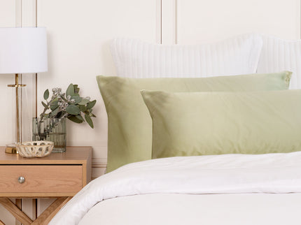 SILK PILLOW CASE TWIN PACK - SIZE: 51X76CM - Sage-1911653837278679041
