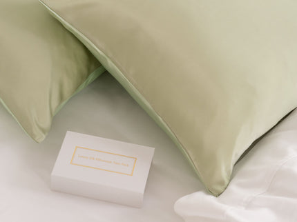 SILK PILLOW CASE TWIN PACK - SIZE: 51X76CM - Sage-1911653837278679043