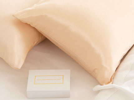 SILK PILLOW CASE TWIN PACK - SIZE: 51X76CM - Champagne Pink-1889884799687069699