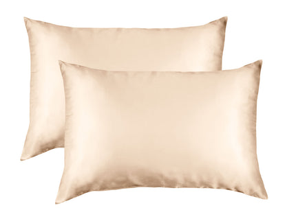 SILK PILLOW CASE TWIN PACK - SIZE: 51X76CM - Champagne Pink-1889884799687069700