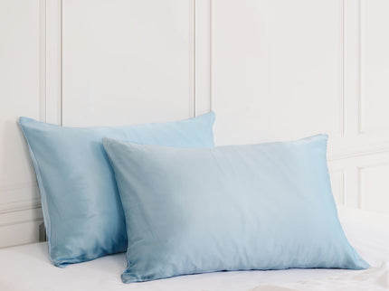 SILK PILLOW CASE TWIN PACK - SIZE: 51X76CM - Soft Blue-1889884799993253888