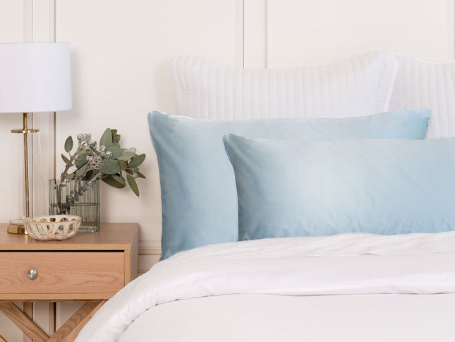 SILK PILLOW CASE TWIN PACK - SIZE: 51X76CM - Soft Blue-1889884799993253889