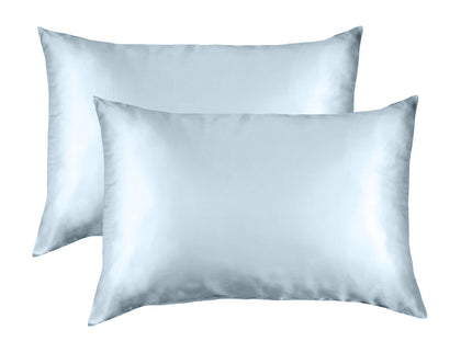 SILK PILLOW CASE TWIN PACK - SIZE: 51X76CM - Soft Blue-1889884799993253892