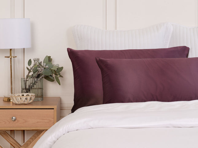SILK PILLOW CASE TWIN PACK - SIZE: 51X76CM? - Malaga Wine-1889884800144248833