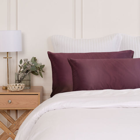 SILK PILLOW CASE TWIN PACK - SIZE: 51X76CM? - Malaga Wine-1889884800144248833