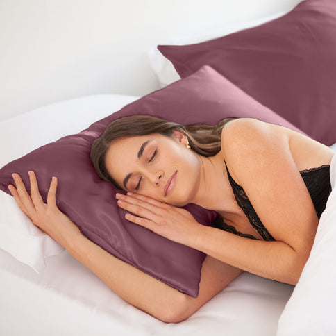 SILK PILLOW CASE TWIN PACK - SIZE: 51X76CM? - Malaga Wine-1889884800144248834
