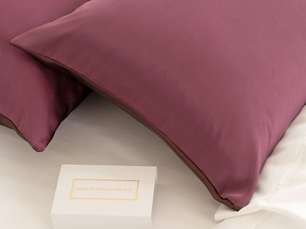 SILK PILLOW CASE TWIN PACK - SIZE: 51X76CM? - Malaga Wine-1889884800144248835