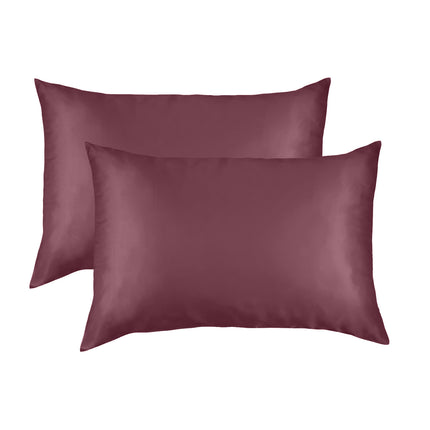 SILK PILLOW CASE TWIN PACK - SIZE: 51X76CM? - Malaga Wine-1951134815281614852