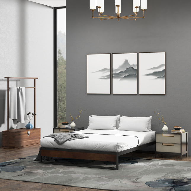 Sorrento Metal and Wood bed base - Single-1951134902246313985