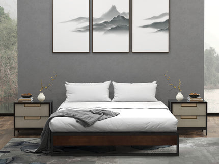 Sorrento Metal and Wood bed base - Single-1897053488186265602