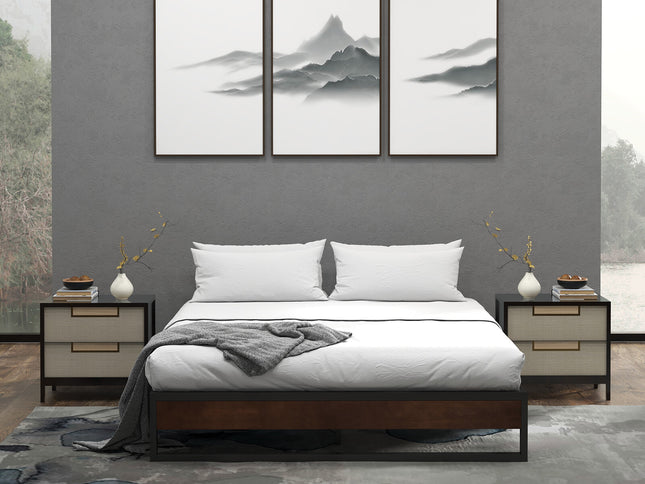 Sorrento Metal and Wood bed base - Single-1897053488186265602