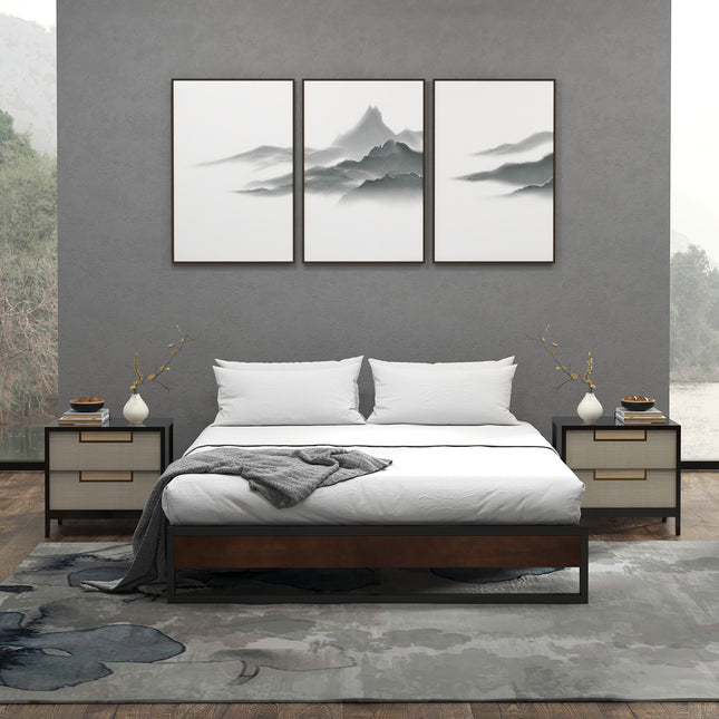 Sorrento Metal and Wood bed base - Single-1951134902246313986