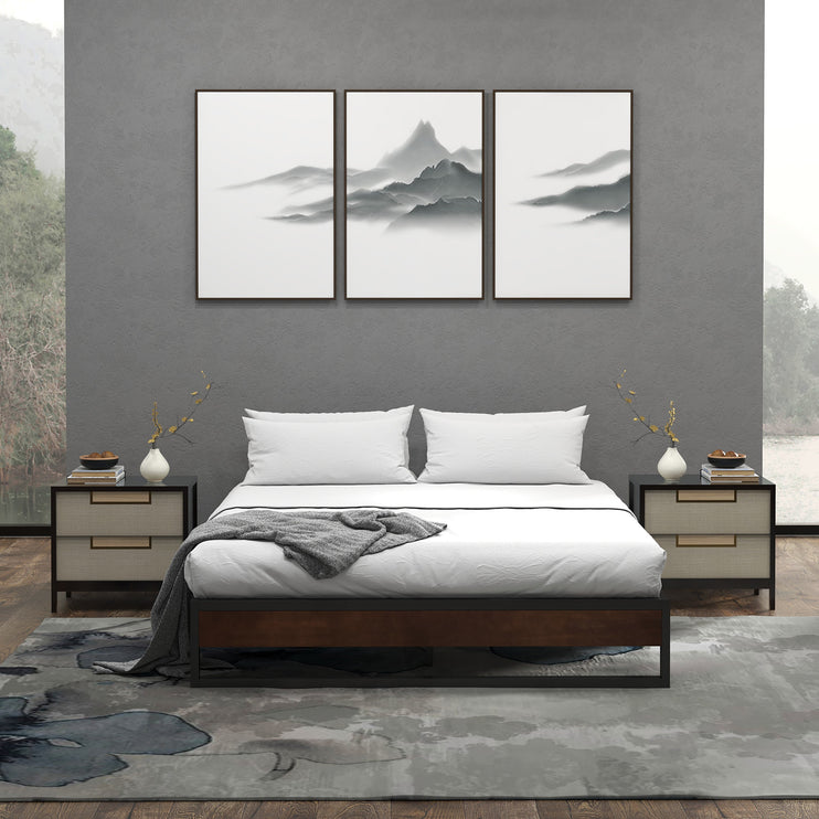 Sorrento Metal and Wood bed base - Single-1951134902246313986