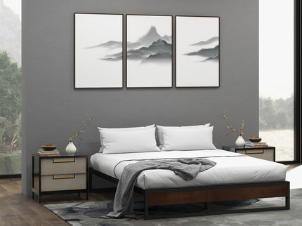 Sorrento Metal and Wood bed base - Single-1897053488186265604