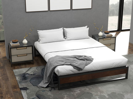 Sorrento Metal and Wood bed base - Single-1897053488186265605