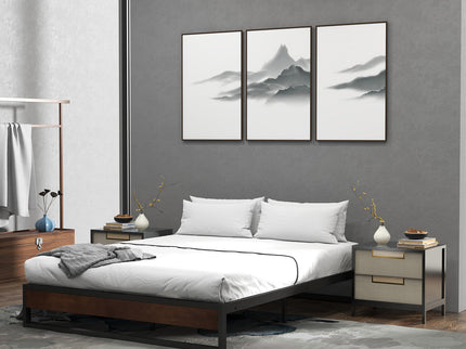 Sorrento Metal and Wood bed base - Single-1897053488186265607