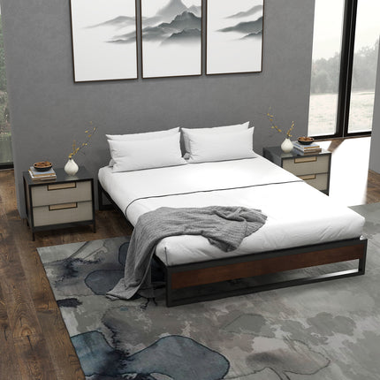 Sorrento Metal and Wood bed base - Double-1951134902615412741