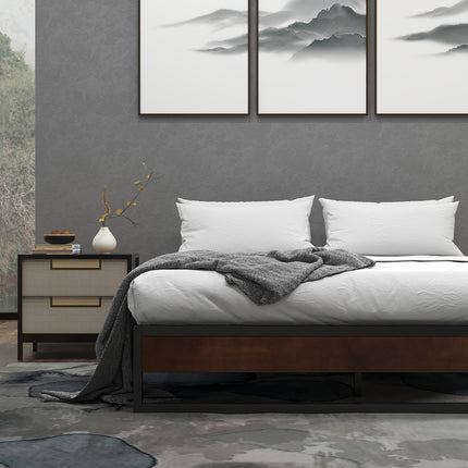 Sorrento Metal and Wood bed base - Double-1951134902615412742