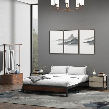 Sorrento Metal and Wood bed base - King-1951134903085174785